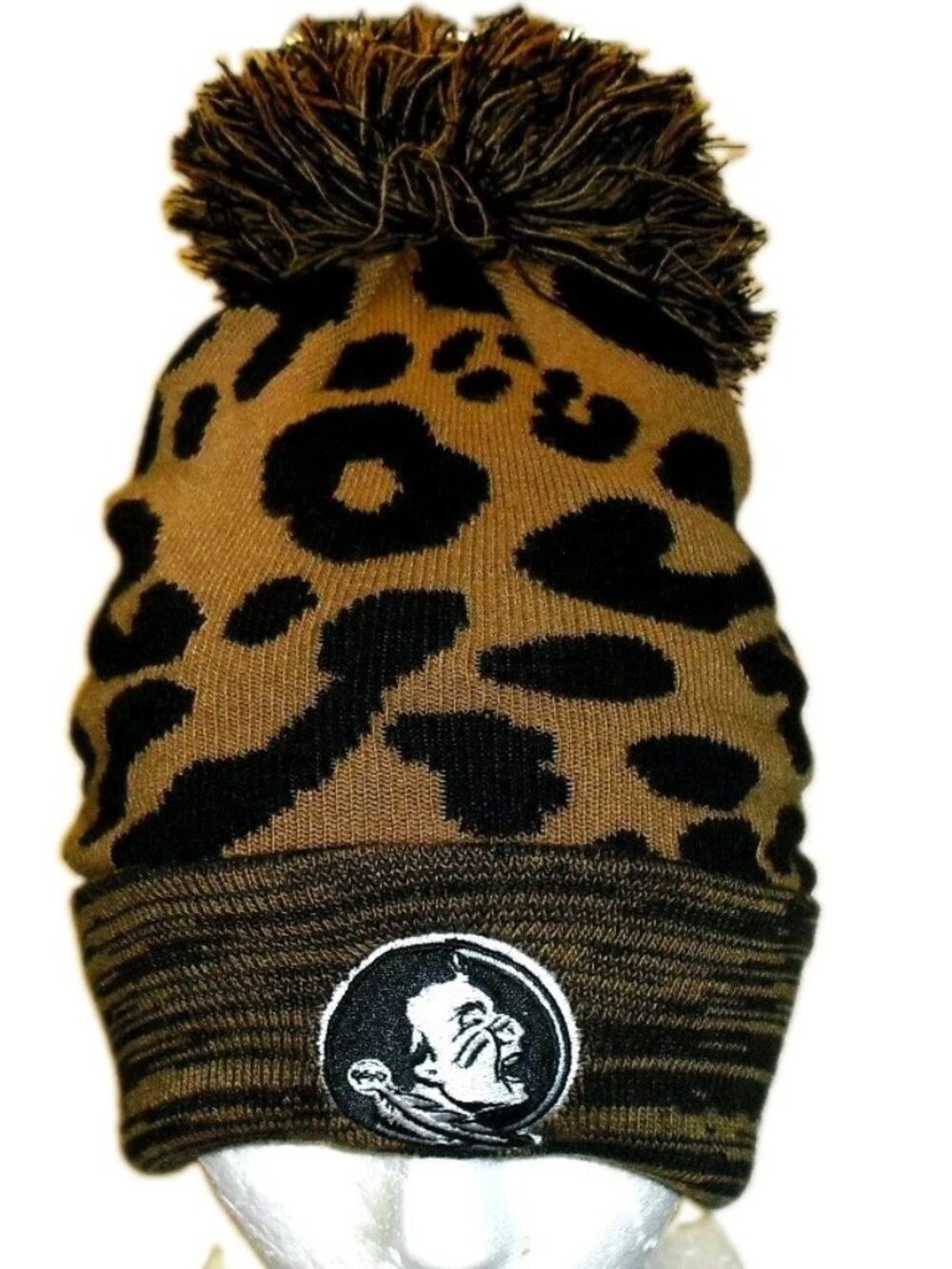 Florida State Seminoles Womens Leopard Print 47 Brand Beanie Cuffed Winter Hat